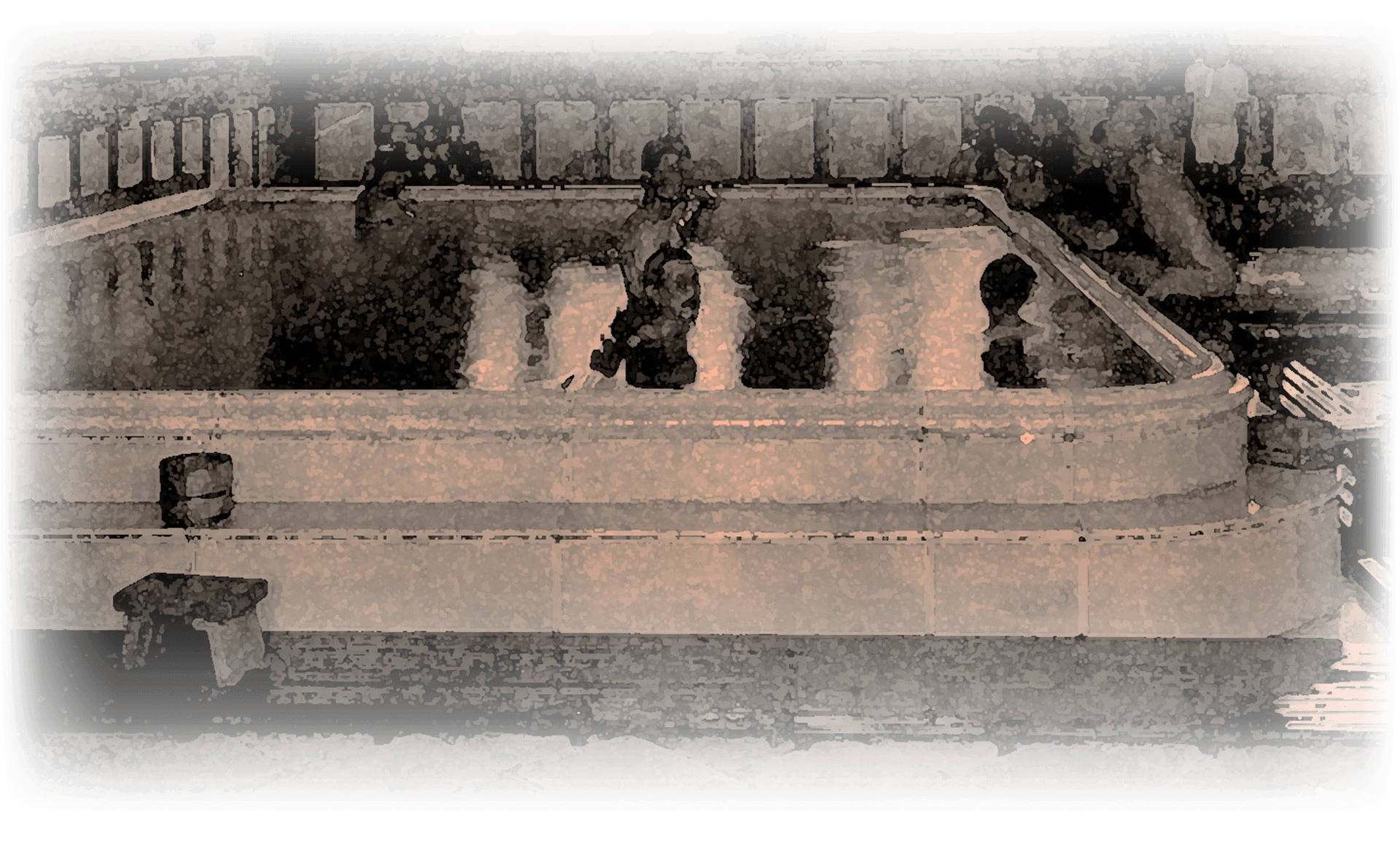 たくさんの市民が宝塚温泉に入っている